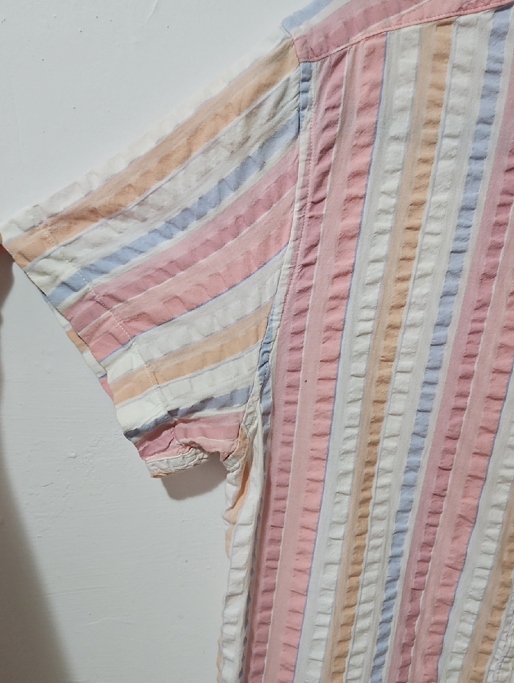 J. Crew Mens Slim Pastel Stripes Seersucker Organic Cotton Short Sleeve M - Picture 7 of 12